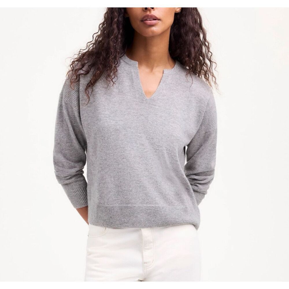 MADEWELL Cashmere Sweater Women Medium Gray V-Neck Pullover Relaxed NQ451